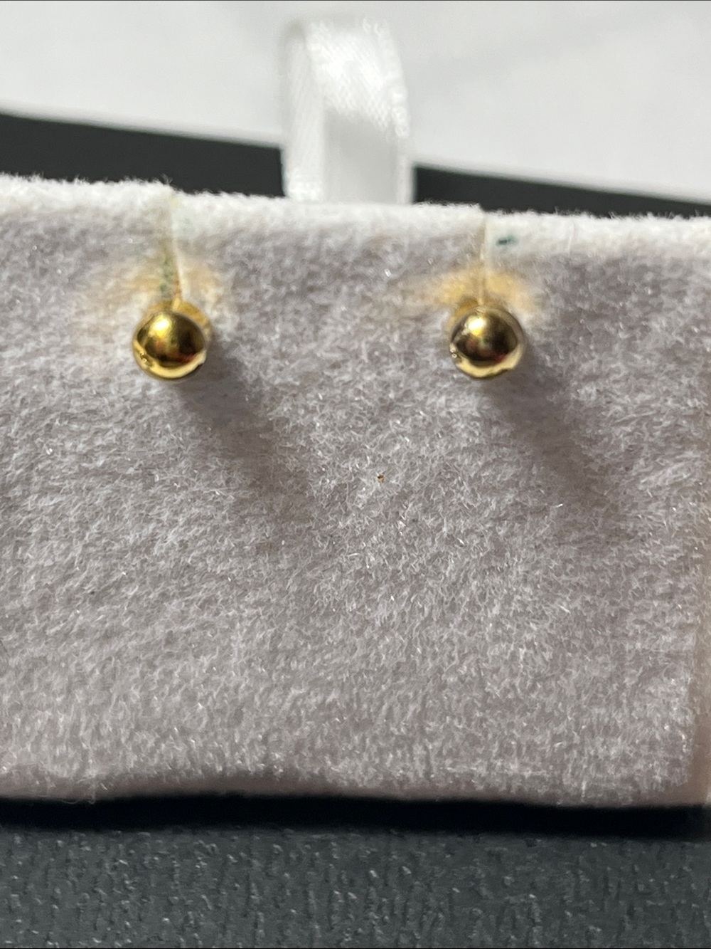 Simple polished gold-tone ball stud earrings
wide long posts newly pierced ears